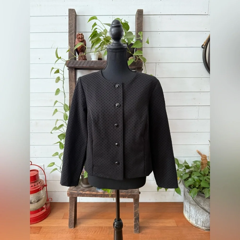 Chico's Black Button-Up Blazer Jacket with Gem Buttons - Picture 13 of 17